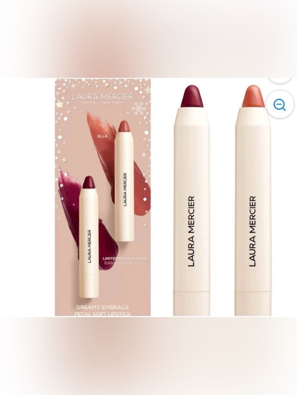 Laura Mercier Dreamy Embrace Lipstick Crayon Duo in Ella & Lucie - BNIB, LE
